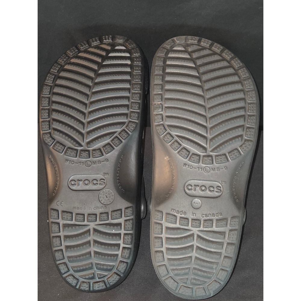 Crocs Men's Classic Clogs Black Comfortable Slip On Sandals Size M8/W10 - Picture 7 of 8